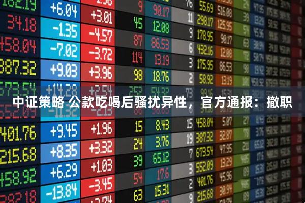 中证策略 公款吃喝后骚扰异性，官方通报：撤职