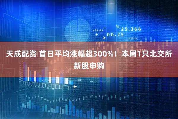 天成配资 首日平均涨幅超300%！本周1只北交所新股申购